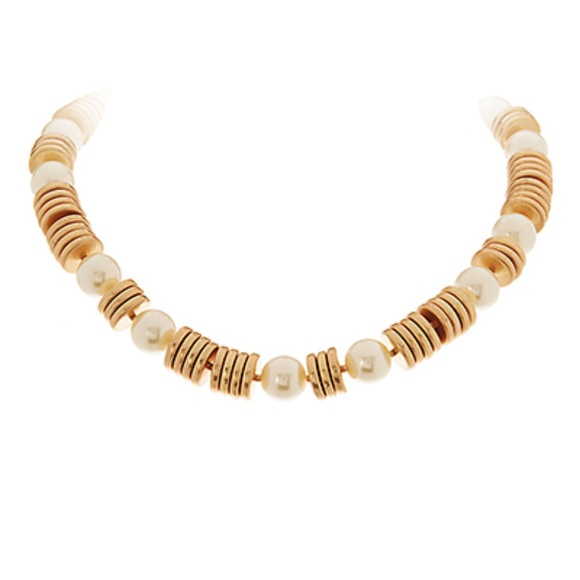 Pearl Station & Disk Necklace - Picture 1 of 2